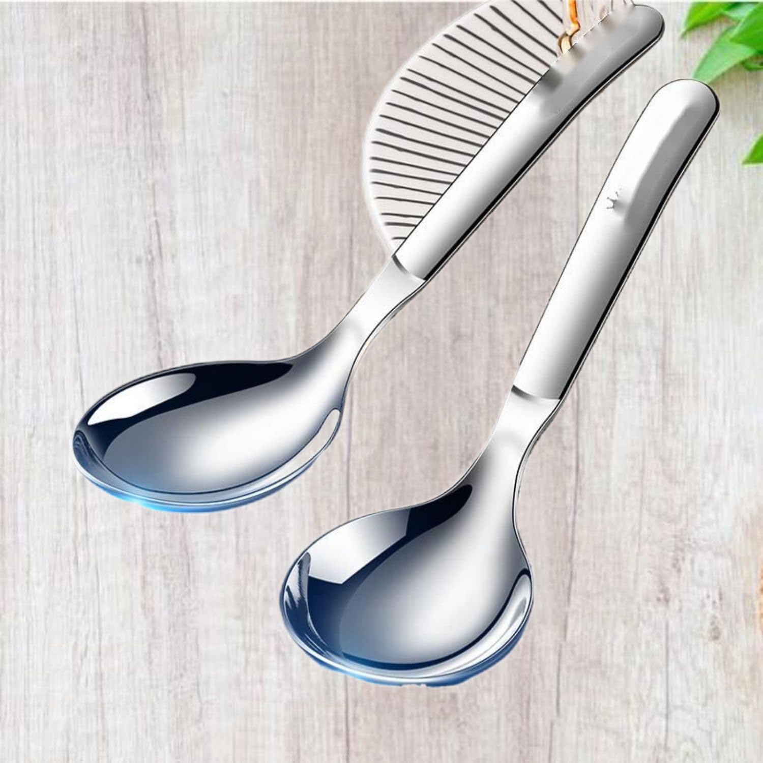 Amazon.com: 316不锈钢圆头勺吃饭圆头大汤勺汤匙家用调羹韩式喝汤餐